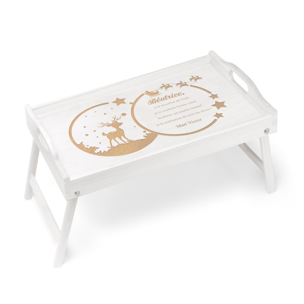 Bandeja de cama plegable de madera con grabado personalizado Murrano para mujer