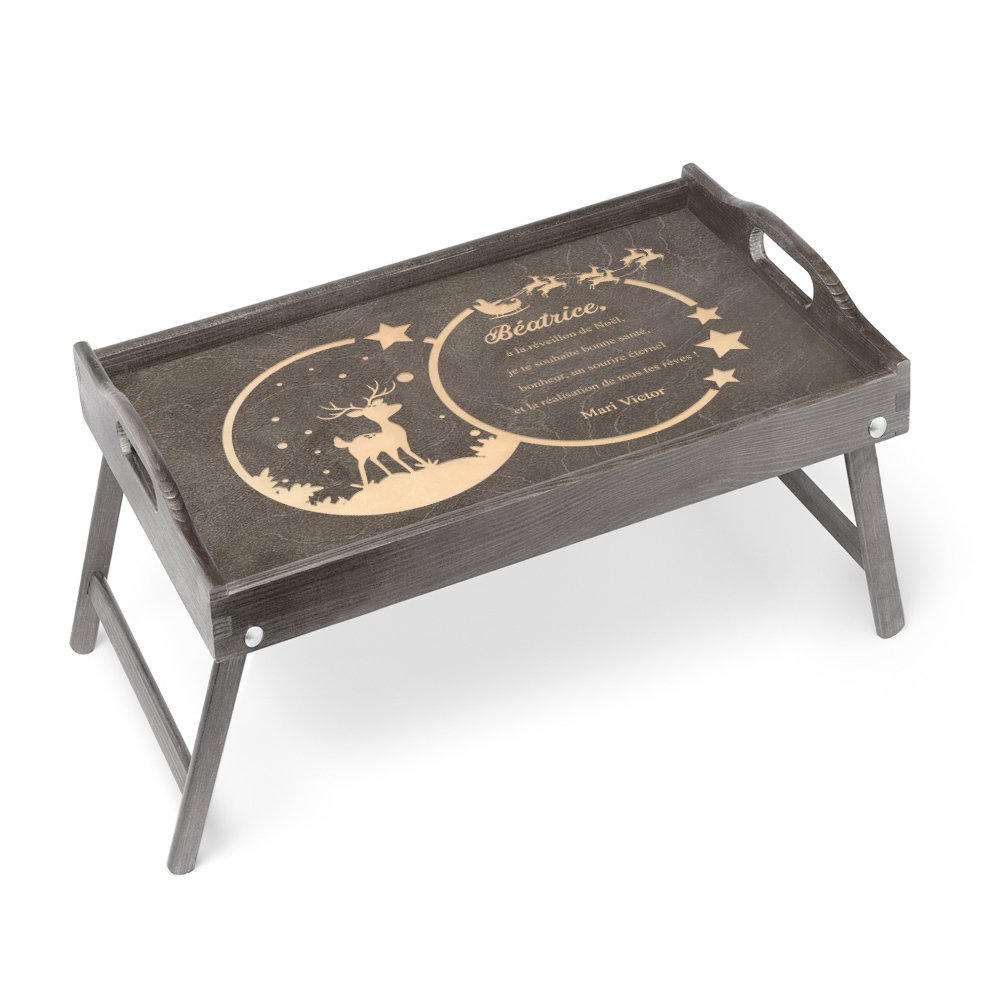 Bandeja de cama plegable Murrano con grabado para esposa en Navidad