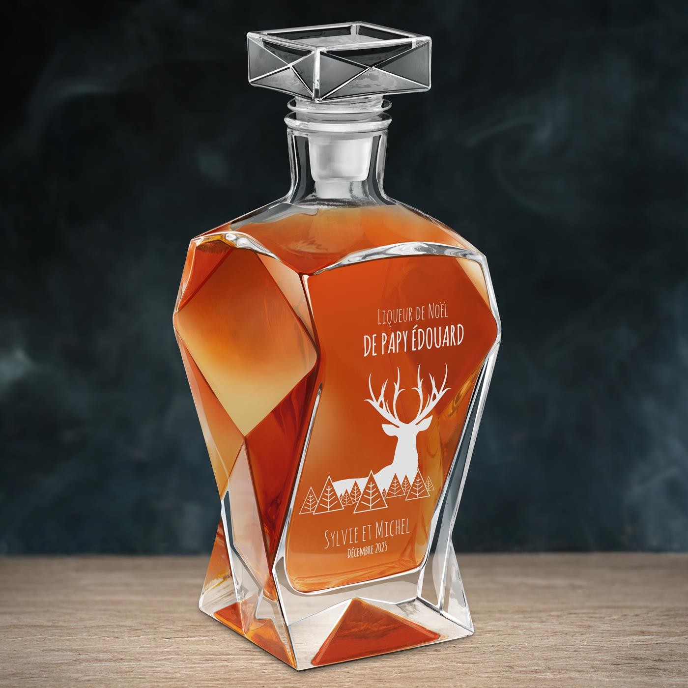 Carafe Curva de Murrano con Grabado para Abuelo en Navidad