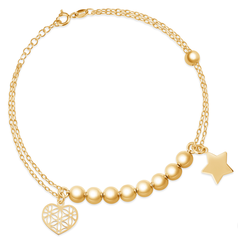 Pulserá de oro de 14 quilates Murrano con grabado para esposa - Estrella y corazón