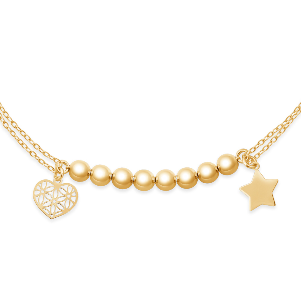 Pulserá de oro de 14 quilates Murrano con grabado para esposa - Estrella y corazón