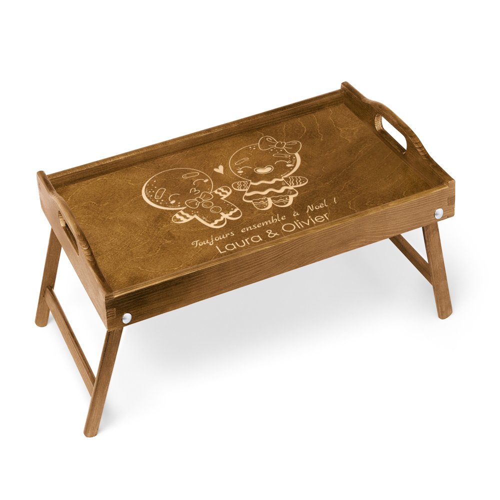 Tray de cama personalizado de madera Murrano para parejas