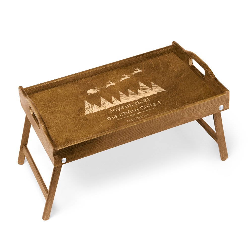 Bandeja de cama plegable de madera con grabado personalizado