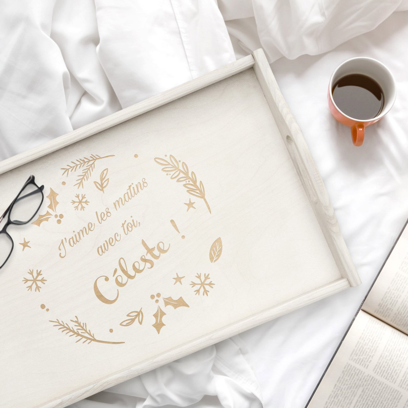 Bandeja de cama plegable personalizada para ella para Navidad