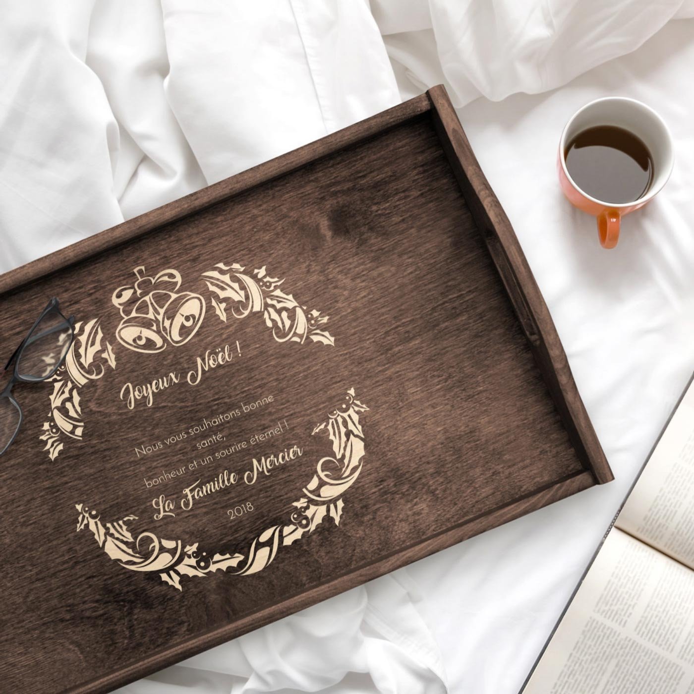 Bandeja para la cama plegable Murrano - Personalizada para amigos en Navidad