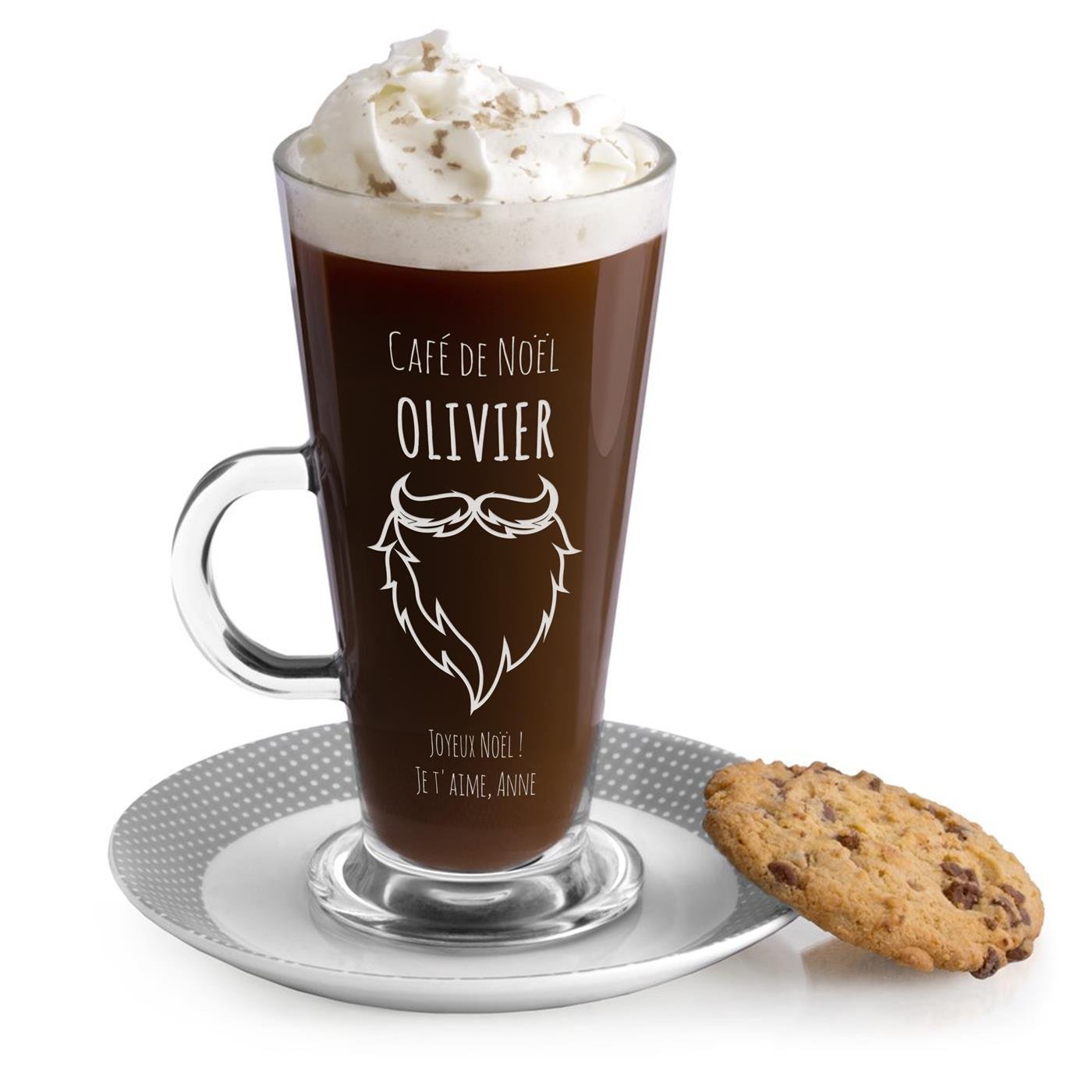 Taza de latte personalizada Murrano para un regalo navideño