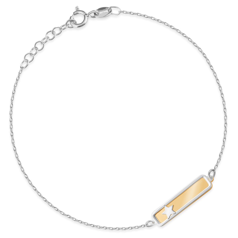 Pulseras de plata de ley chapada en oro con grabado para ahijada