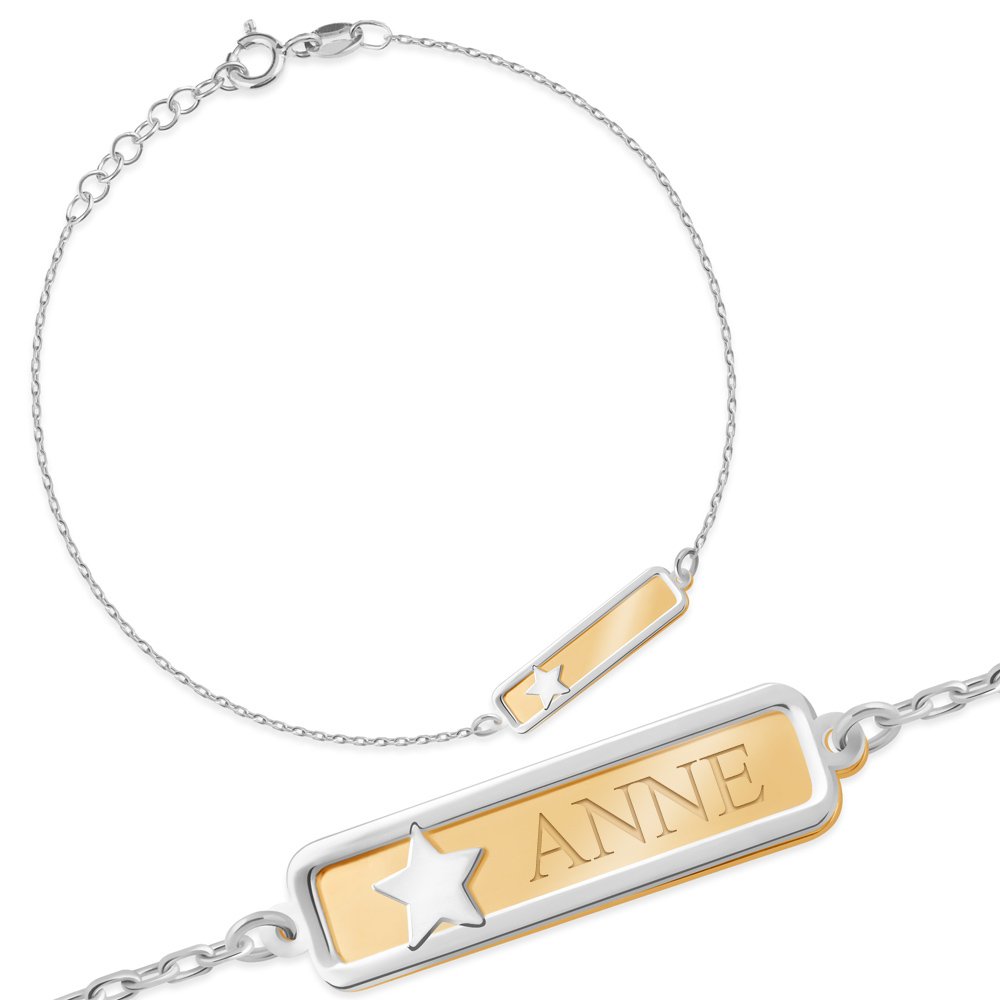 Pulseras de plata de ley chapada en oro con grabado para ahijada