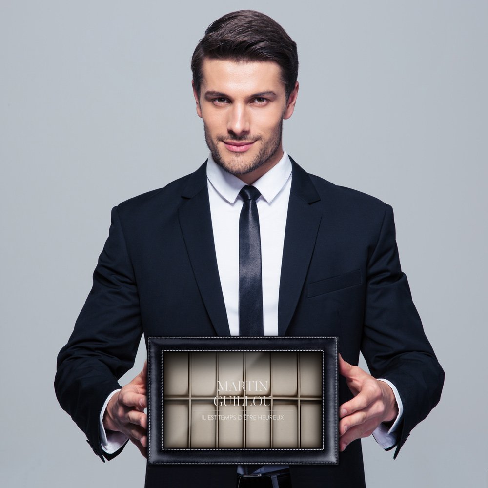 Caja de relojes personalizada Murrano para hombre - Regalo del Día de San Valentín