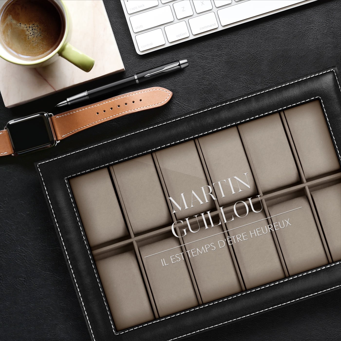 Caja de relojes personalizada Murrano para hombre - Regalo del Día de San Valentín