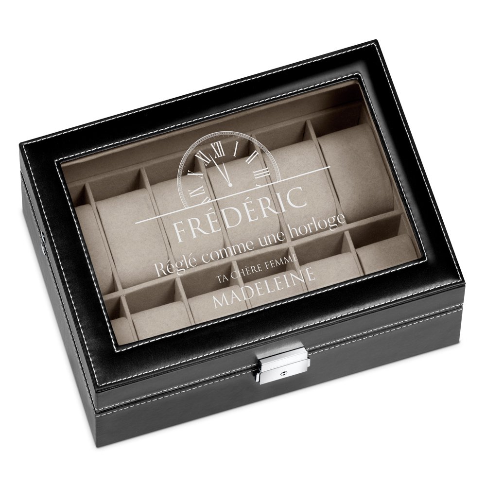 Caja de relojes personalizada Murrano para esposo - regalo de aniversario