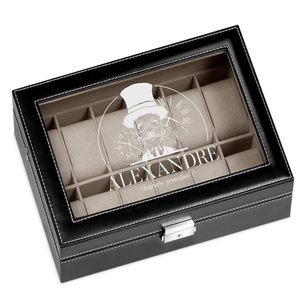 Caja de reloj personalizada Murrano para el cumpleaños de papá