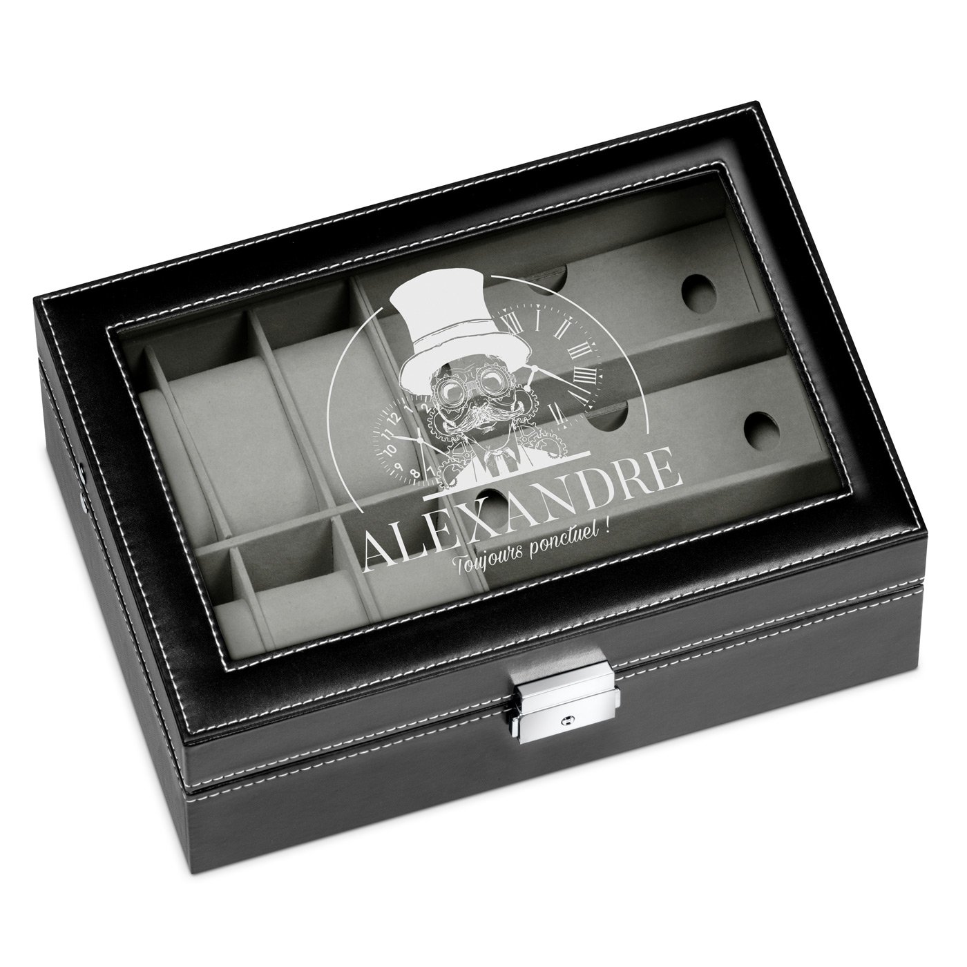 Caja personalizada para relojes y gafas Murrano para el cumpleaños de su hermano
