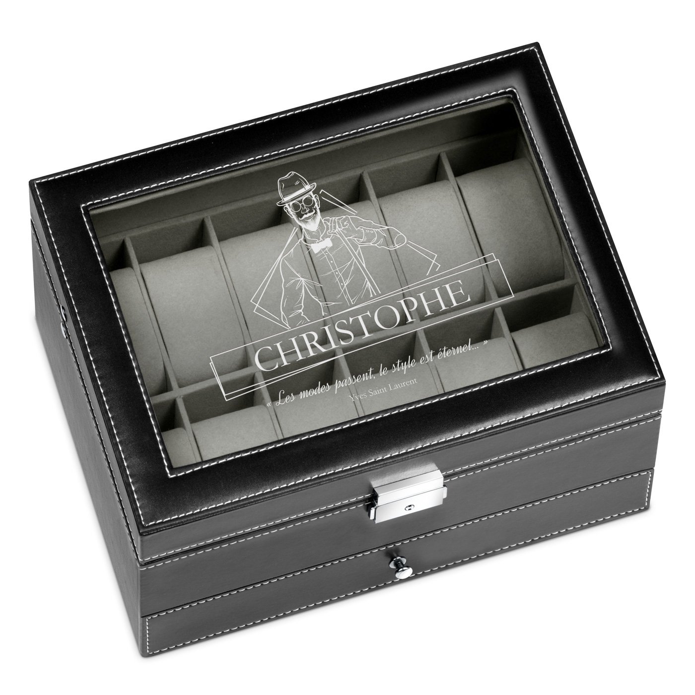 Caja de joyas y relojes personalizada Murrano para el cumpleaños de un colega