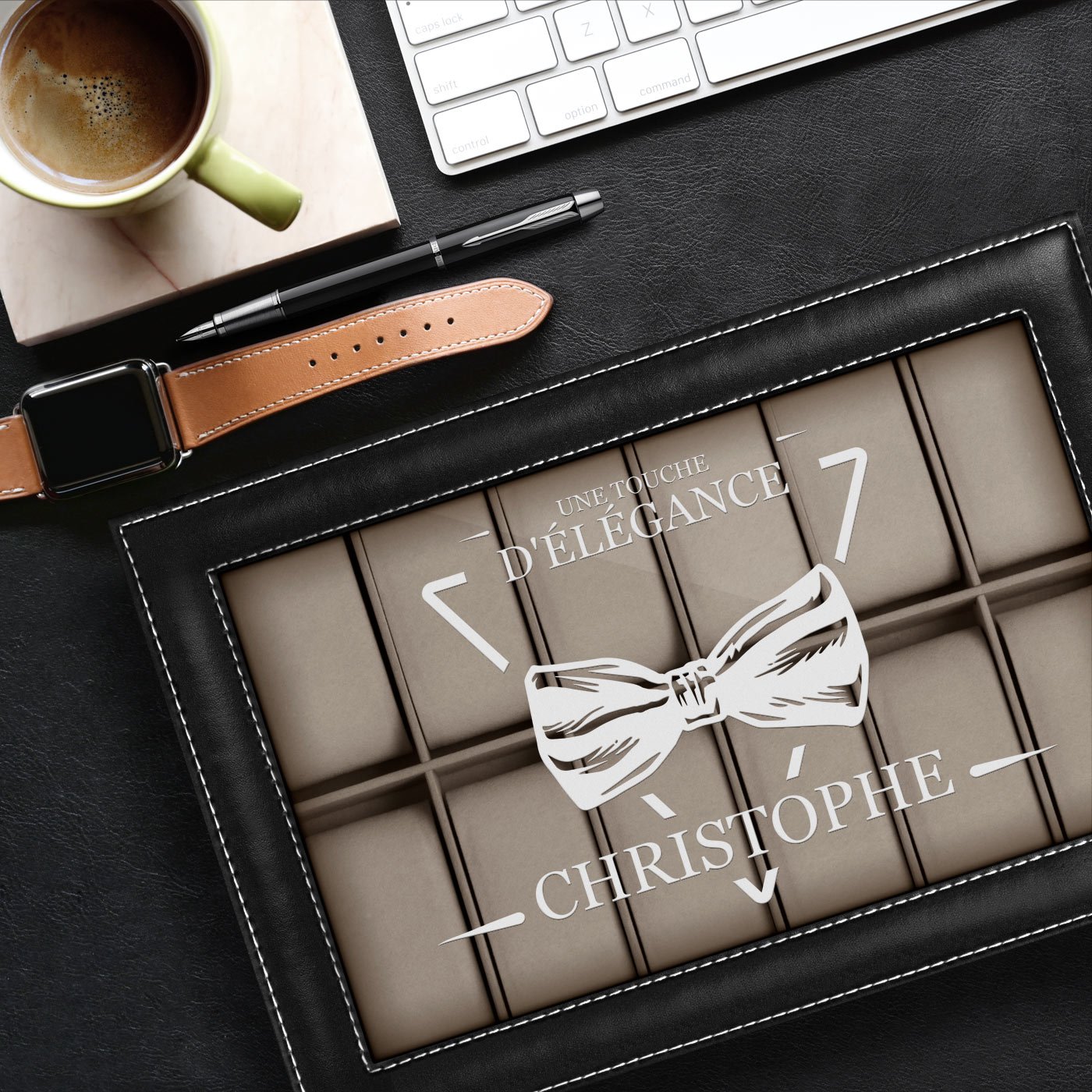 Murrano Personalized Watch Box with Engraving for Husband's Birthday