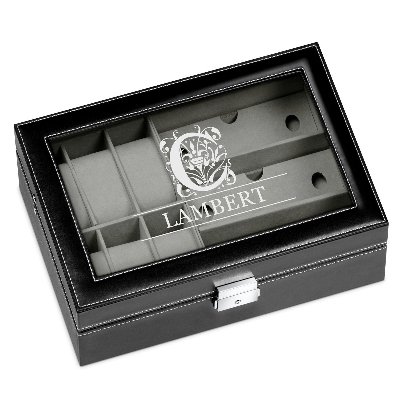 Caja personalizada para relojes y gafas de Murrano para marido