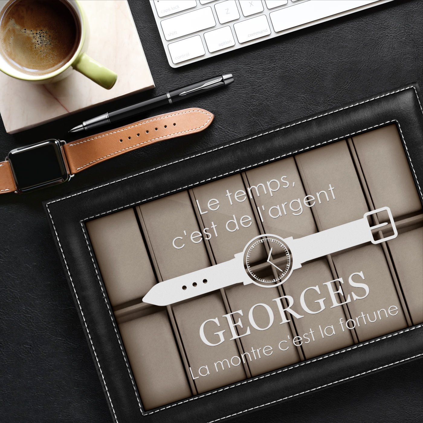 Murrano Personalized Watch Box with Gravure for a Friend's Birthday