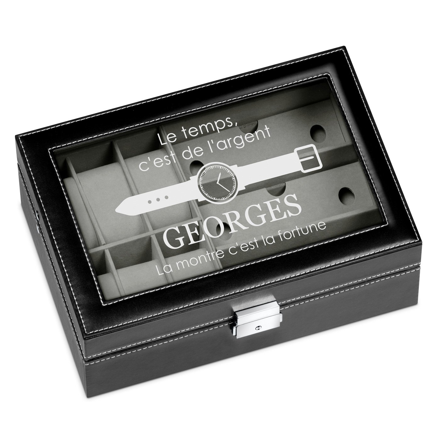 Caja personalizada de Murrano para relojes y gafas del esposo para su aniversario