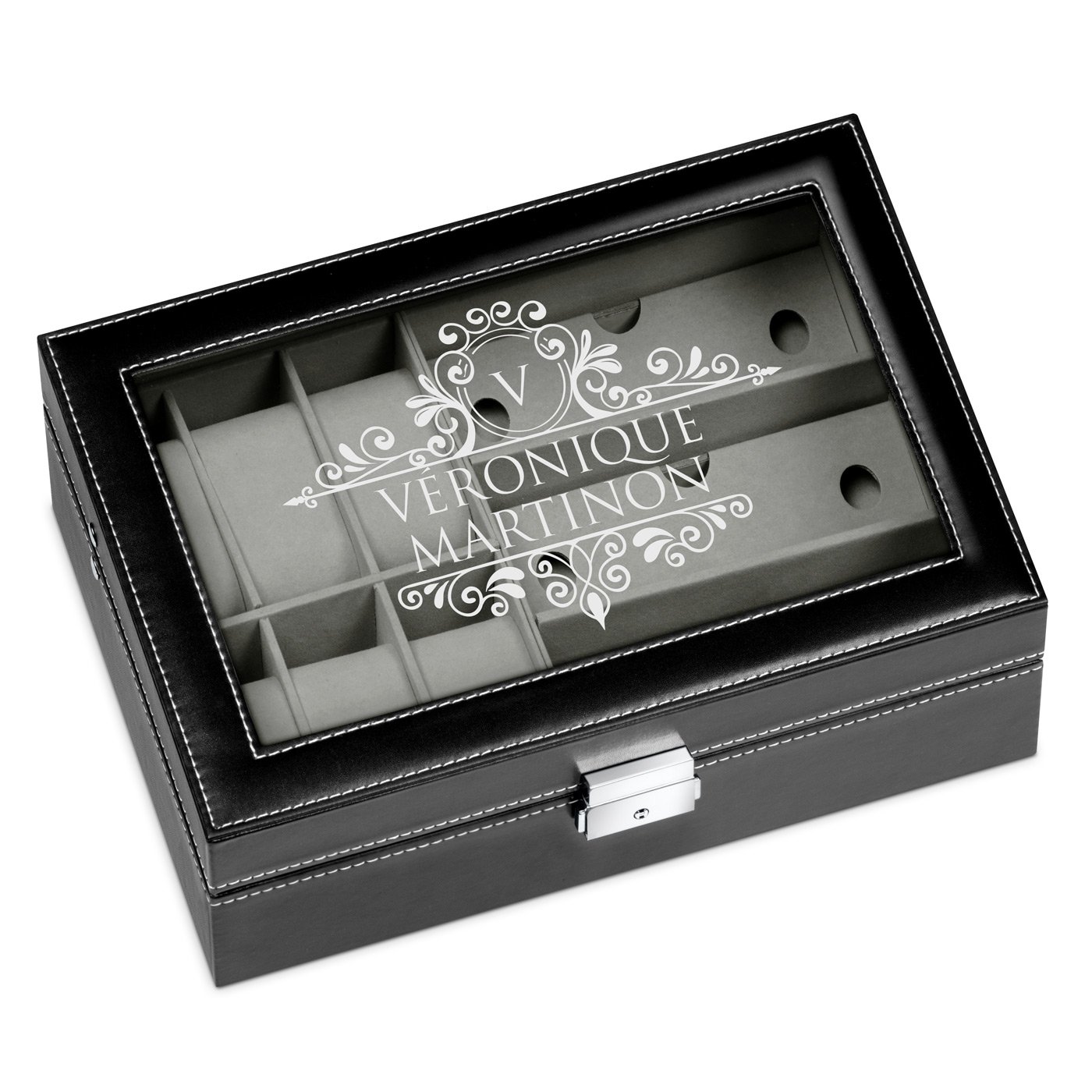 Caja para relojes y gafas Murrano con grabado para el Día de la Madre