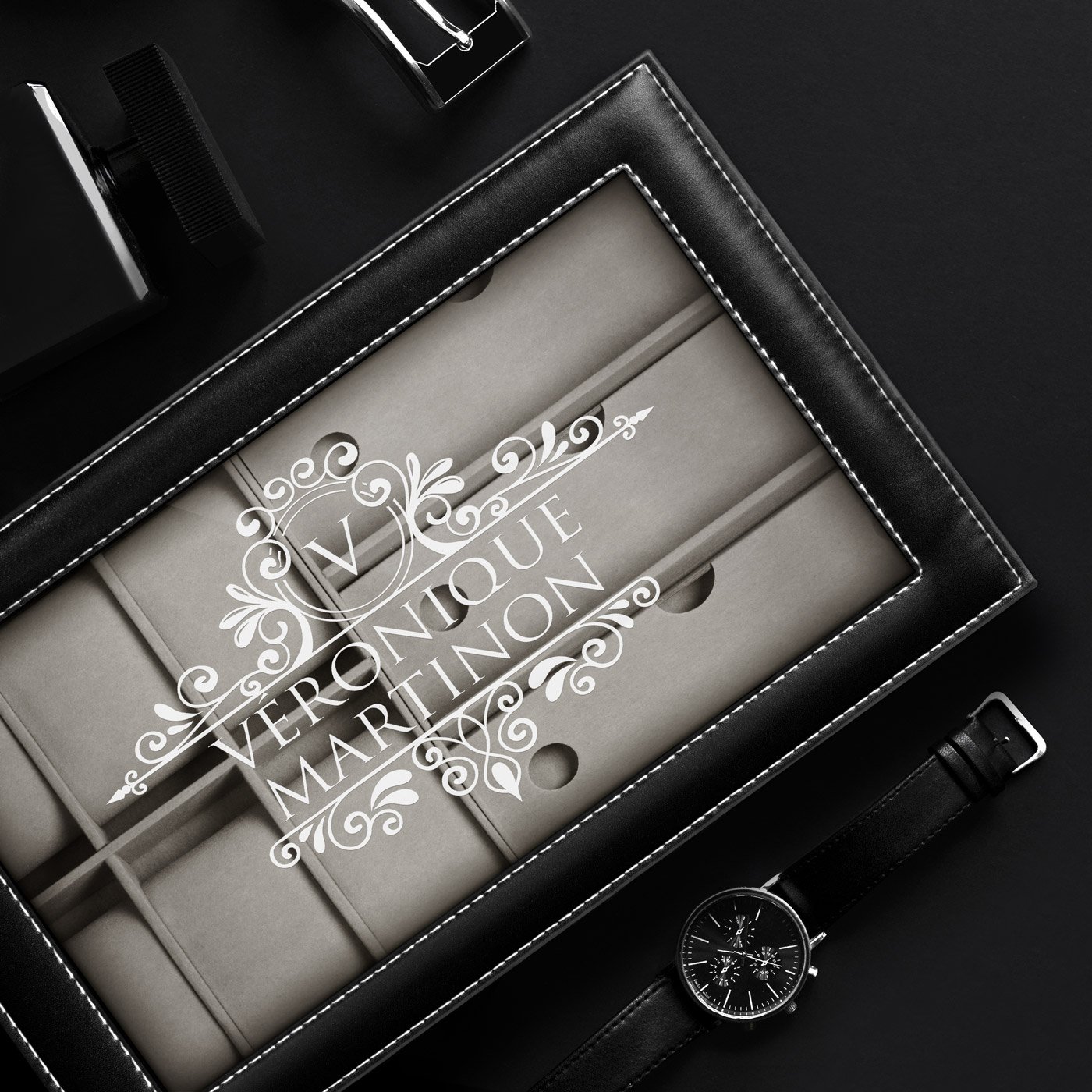 Caja para relojes y gafas Murrano con grabado para el Día de la Madre