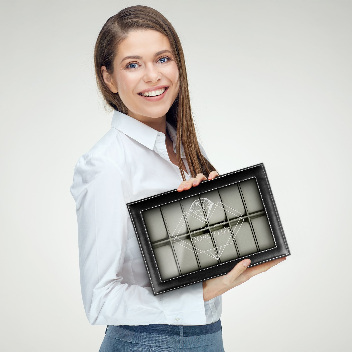 Murrano Personalized Black Jewelry and Watch Box
