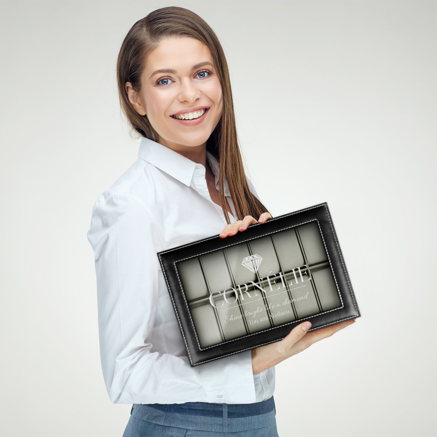 Murrano Personalized Black Jewelry and Watch Box