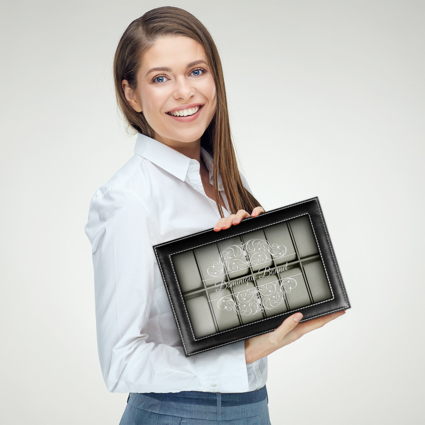 Murrano Personalized Black Jewelry and Watch Box for Mom's Birthday