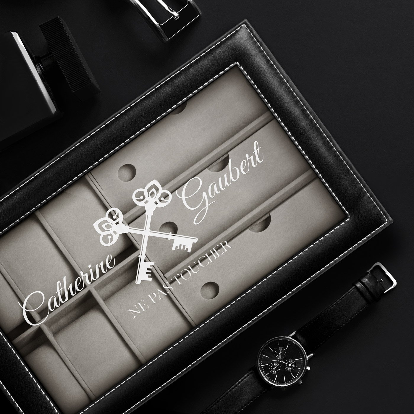 Murrano Personalized Watch and Glasses Case for Women's Anniversary