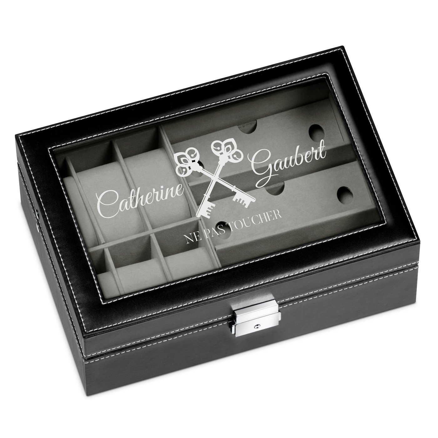 Estuche personalizado para relojes y gafas de Murrano para el aniversario de una mujer