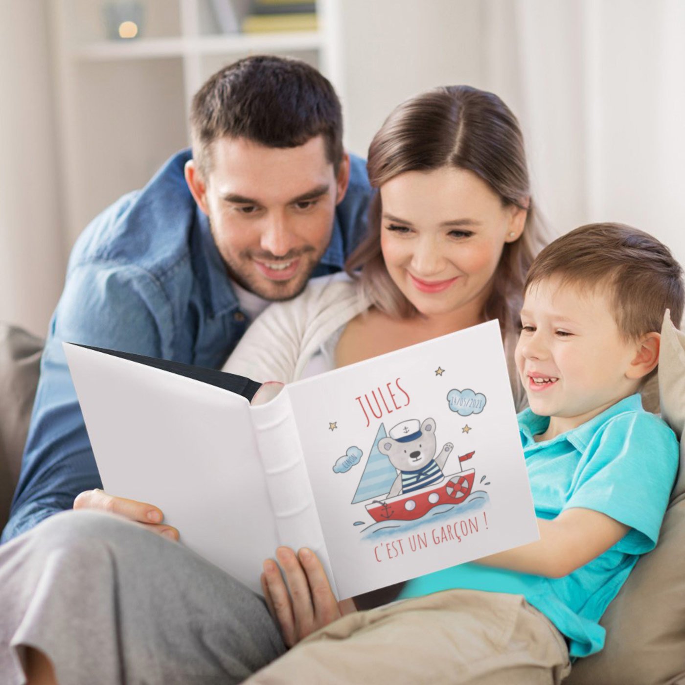 Murrano Personalized Photo Album for Newborn Boy