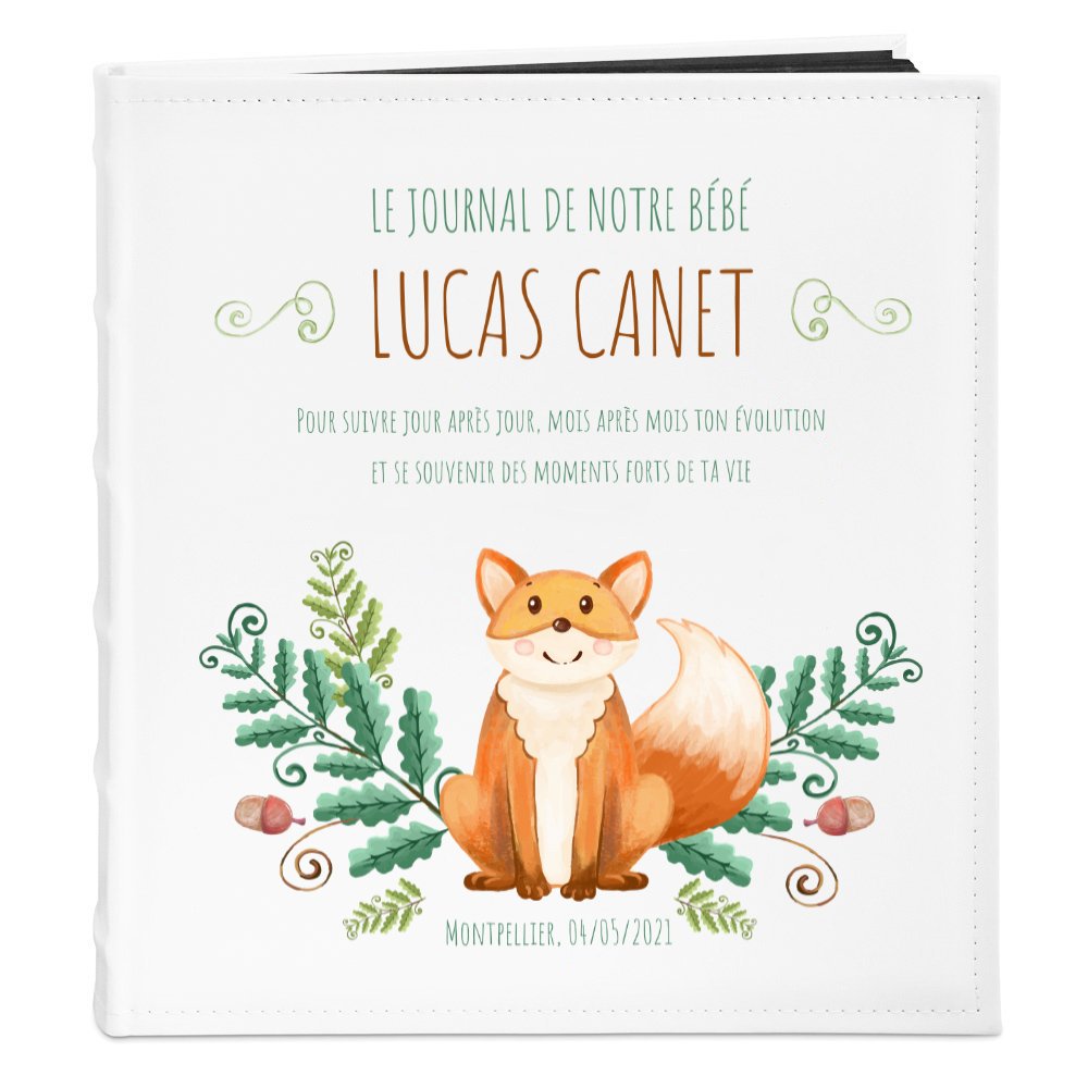 Murrano Baby Photo Album with Fox Print - Newborn Boy