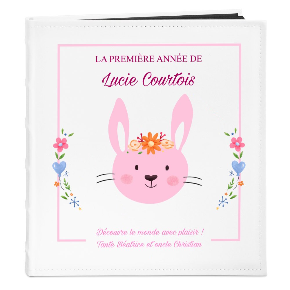 Album photo personnalisé Murrano pour filles avec lapin