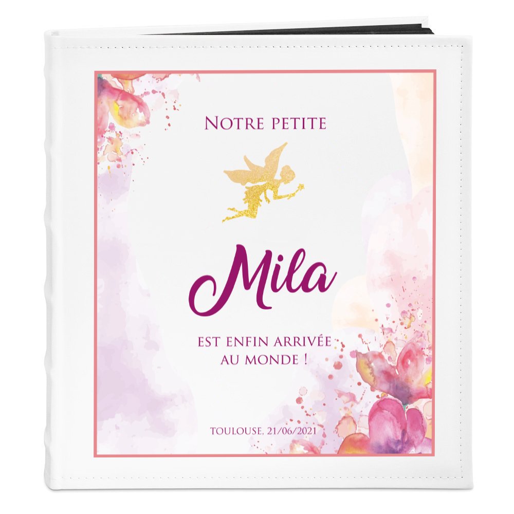 Murrano Personalized Photo Album for Newborn Girl with Fairy