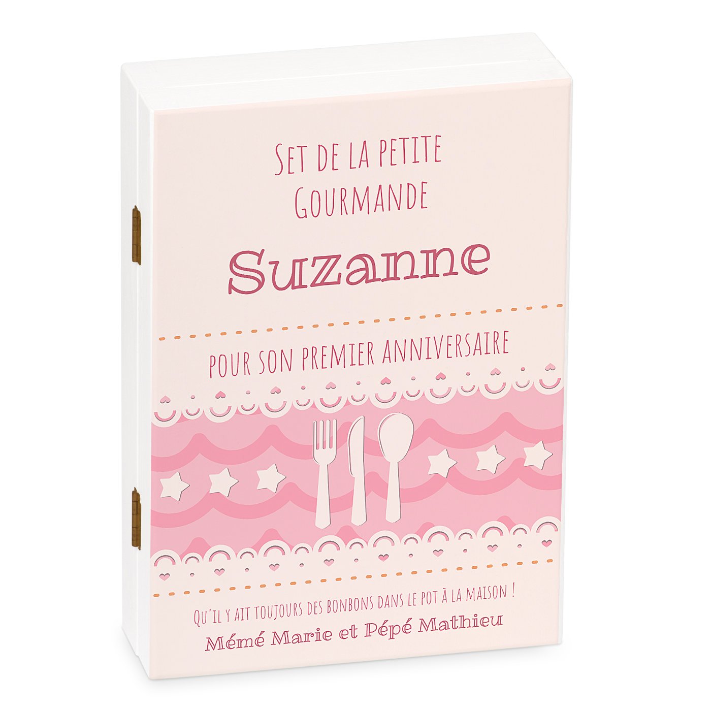 Set de cubiertos personalizado Murrano para nieta, 1º aniversario