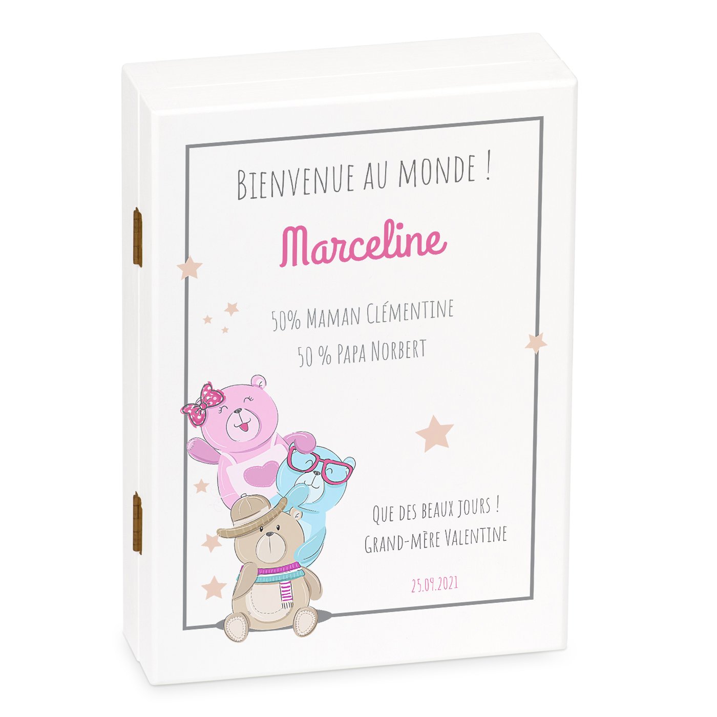Set de cubiertos personalizado Murrano con nombre grabado para bebé
