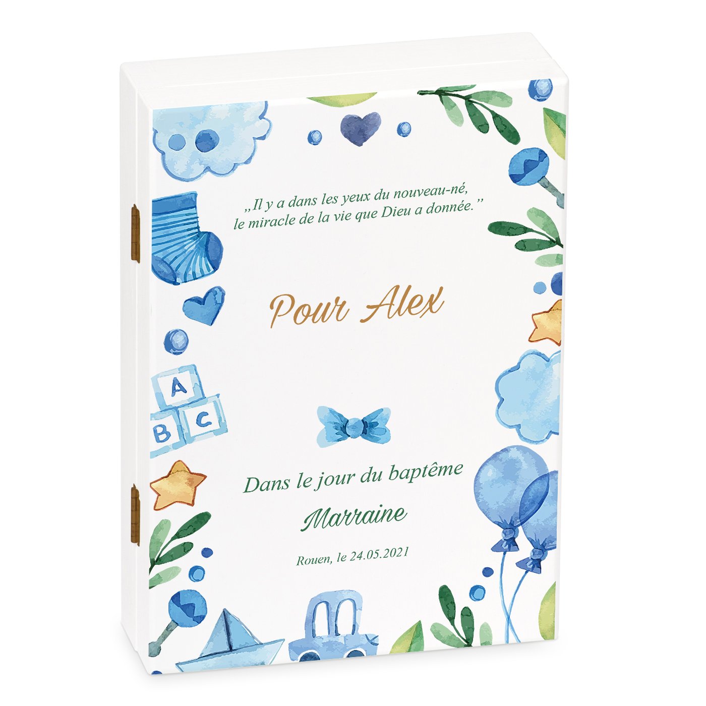 Set de cubiertos grabado de plata Murrano para el bautismo del niño
