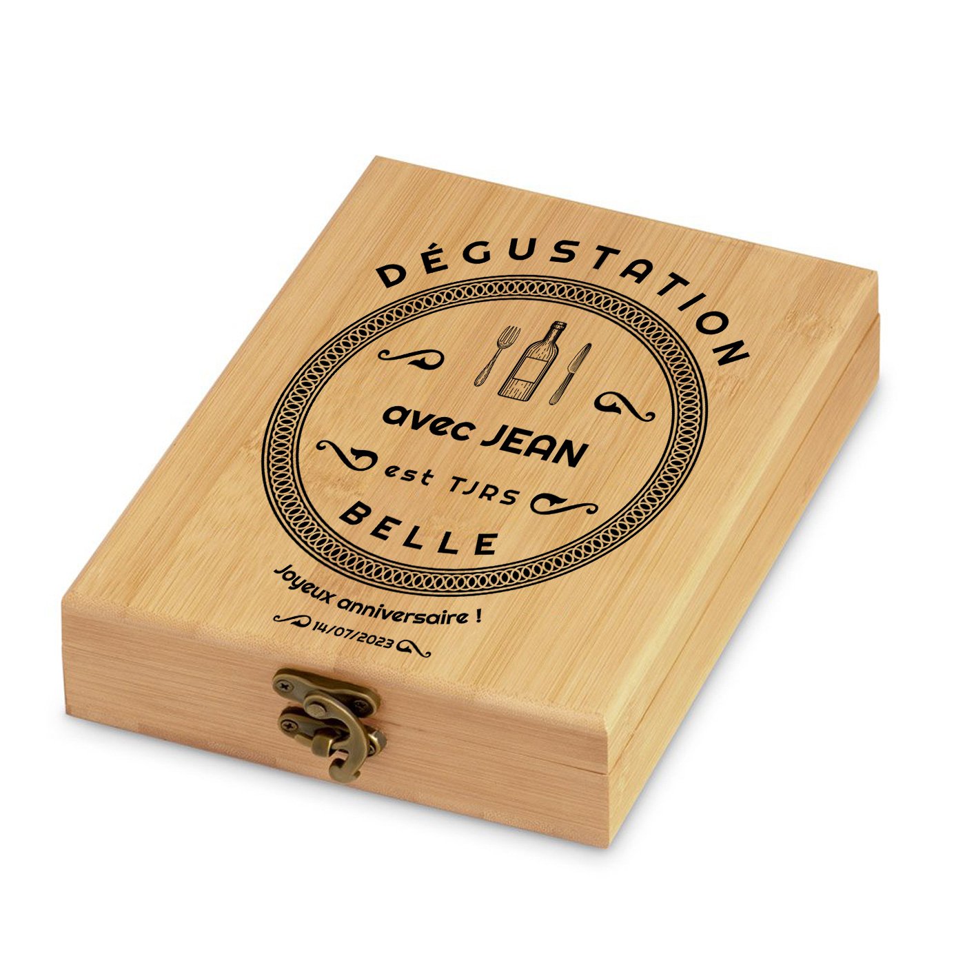 Murrano Personalized Bamboo Wine Accessory Set