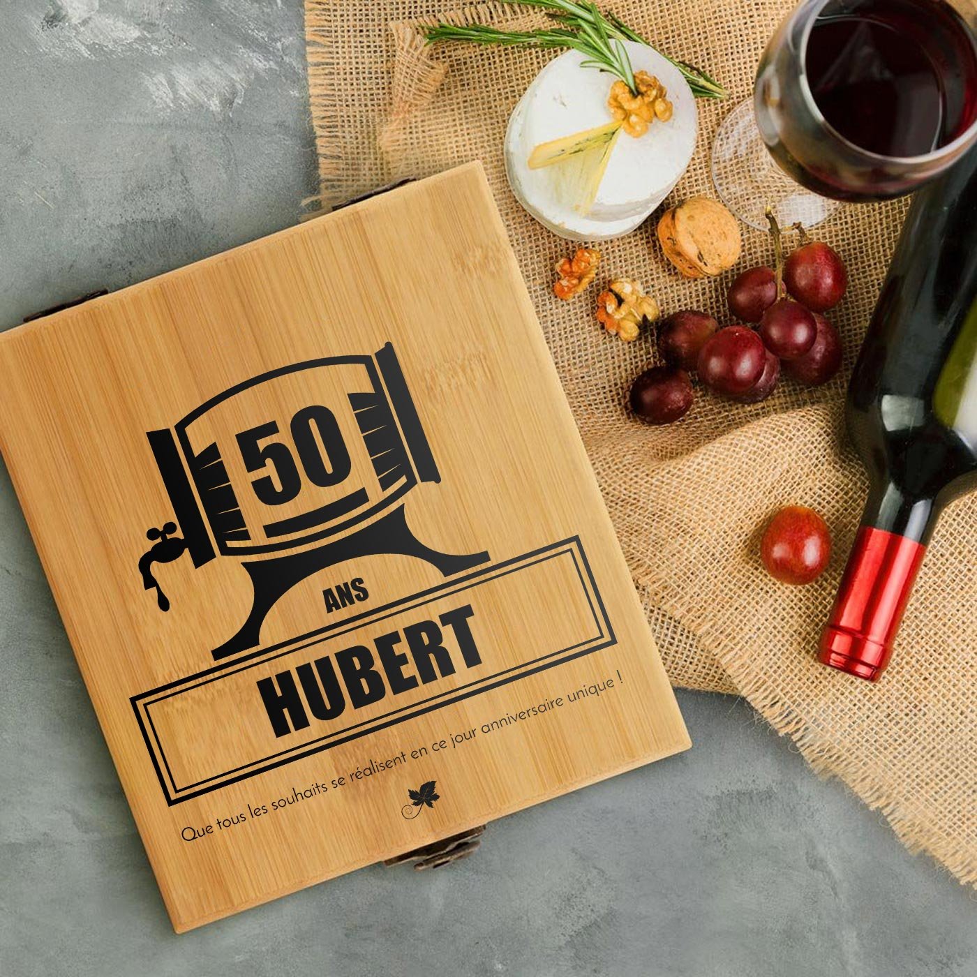 Murrano Bamboo Wine Accessory Set for Men's 50th Birthday