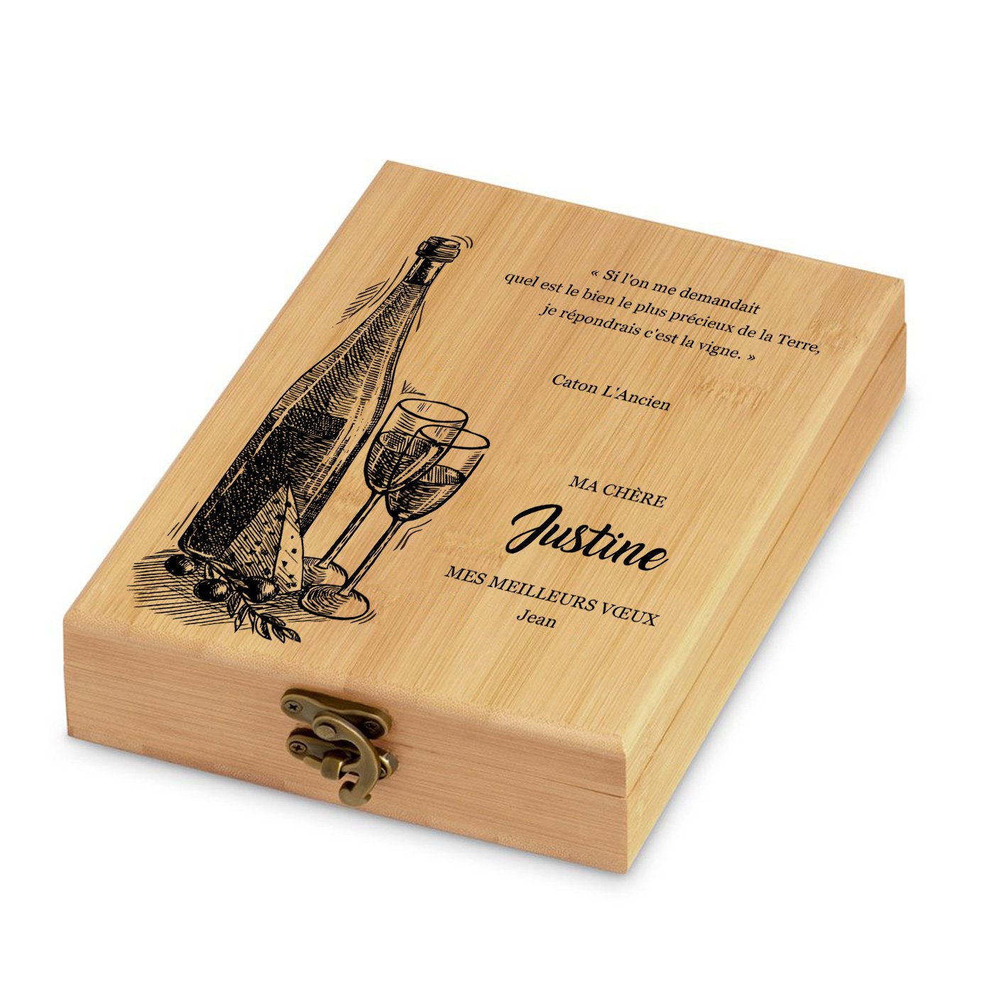 Murrano Personalized Bamboo Wine Accessory Set