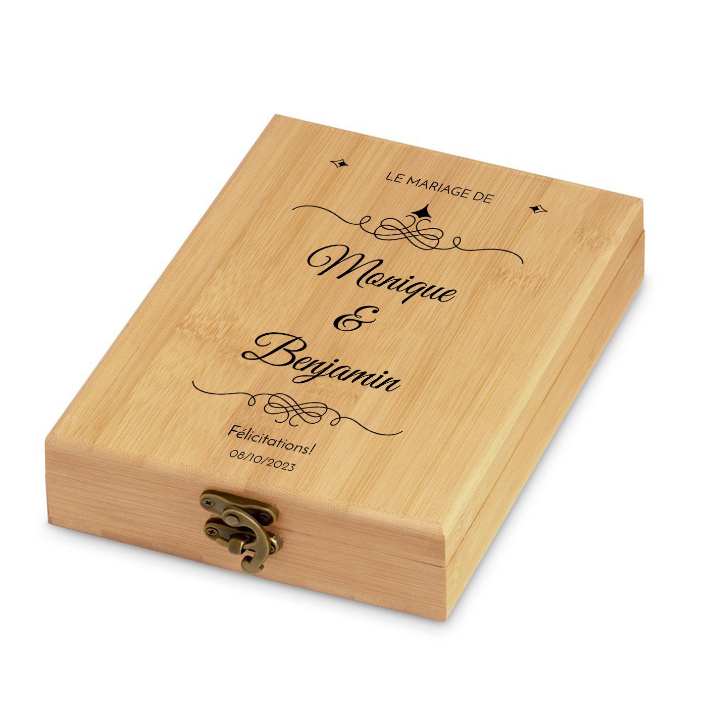 Murrano Personalized Bamboo Wine Accessory Set for Couples