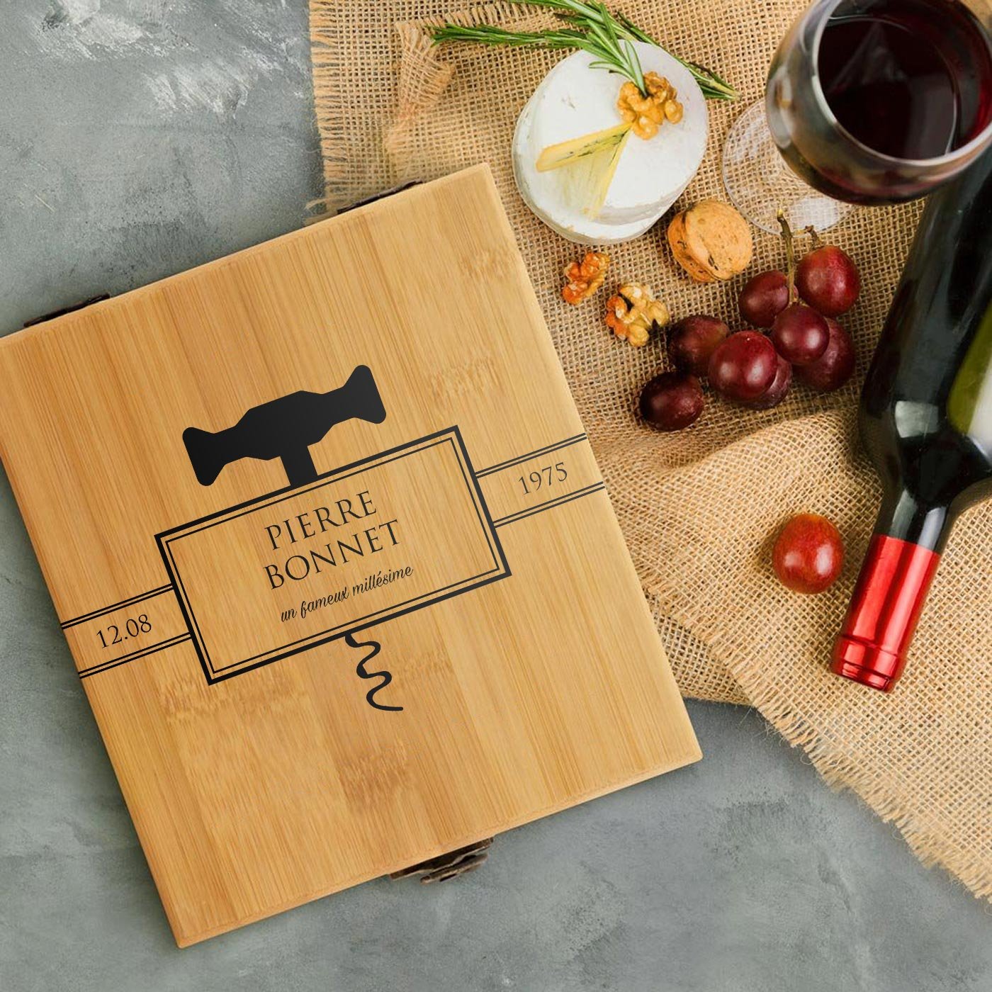 Murrano Wine Accessory Set with Bamboo Box - Father's Day Gift