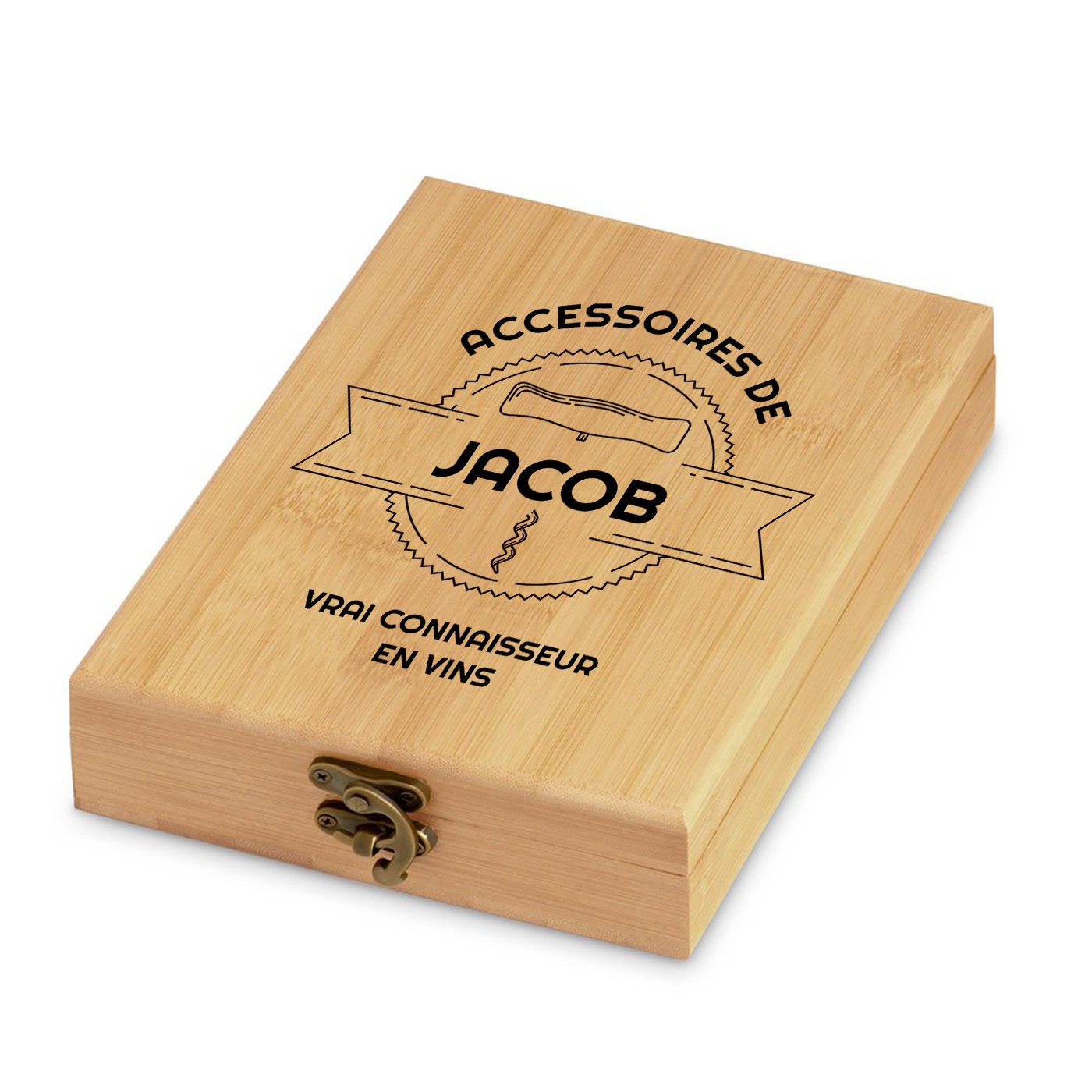 Murrano Wine Accessory Set with Personalized Bamboo Box