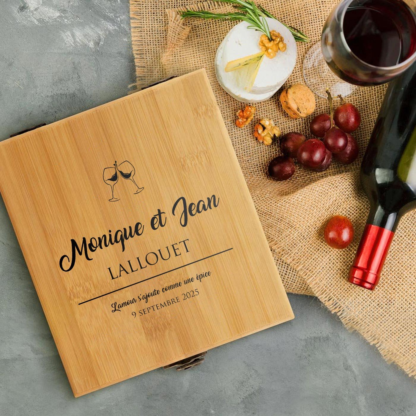 Murrano Bamboo Wine Accessory Set for Parents