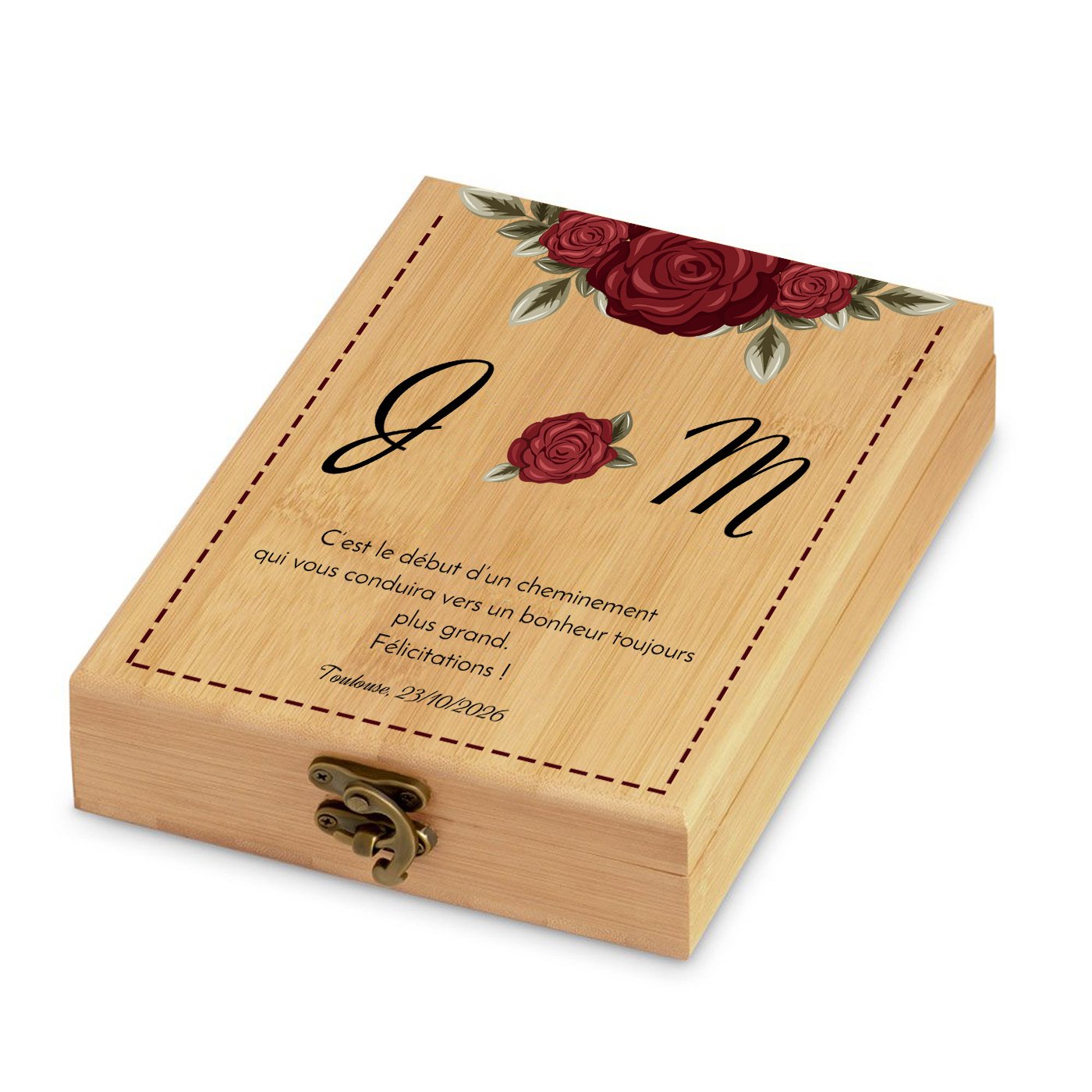 Murrano Personalized Bamboo Wine Accessory Set for Bride and Groom