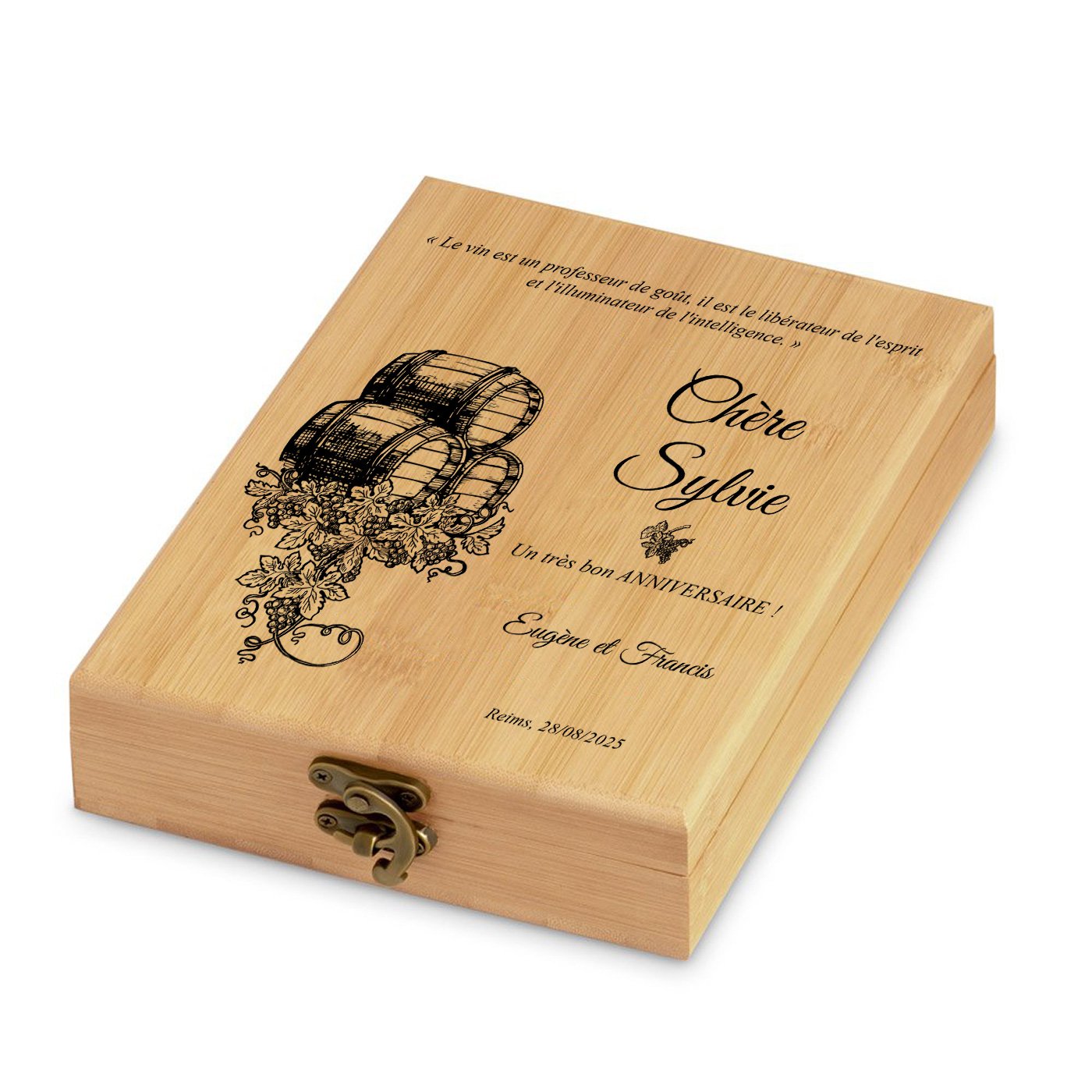 Murrano Bamboo Wine Accessory Set with Custom Print