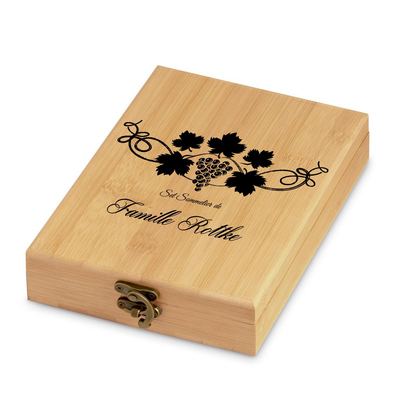 Murrano Personalized Bamboo Wine Accessory Set for Families