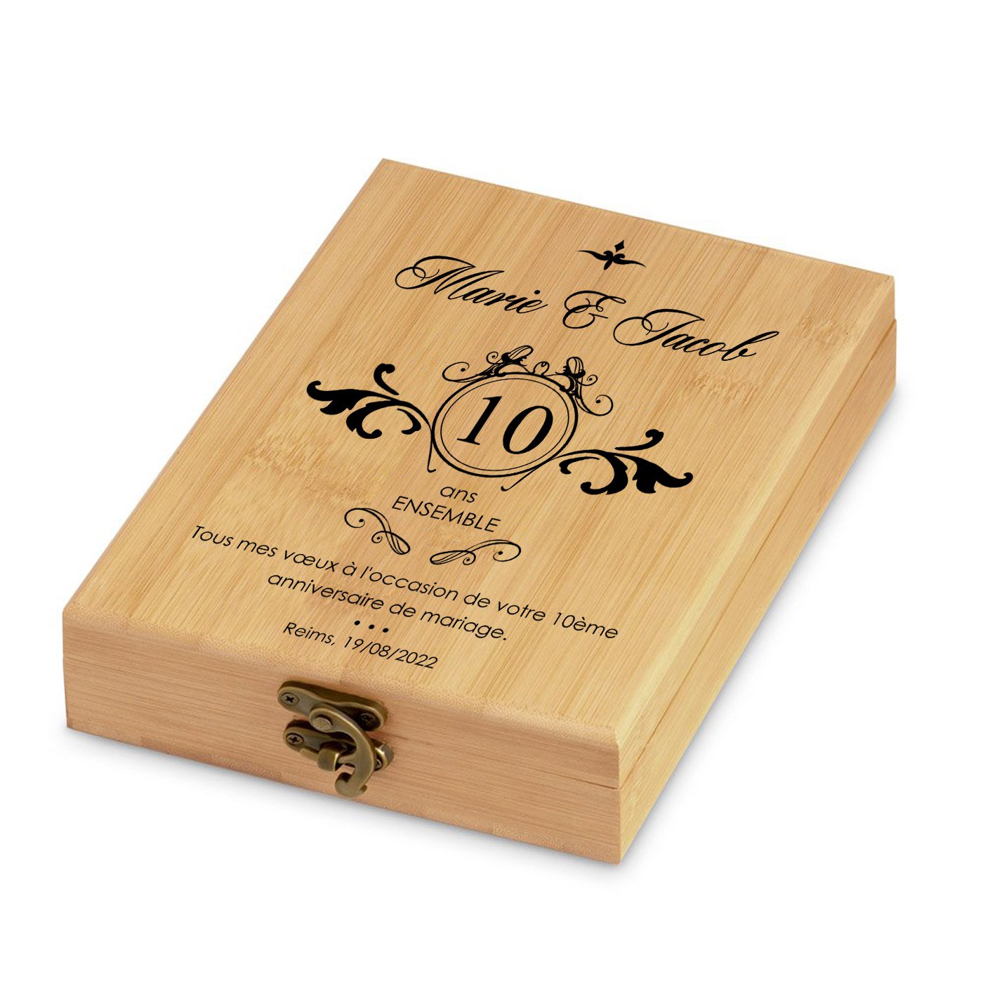 Murrano Personalized Bamboo Wine Accessory Set for 10th Wedding Anniversary