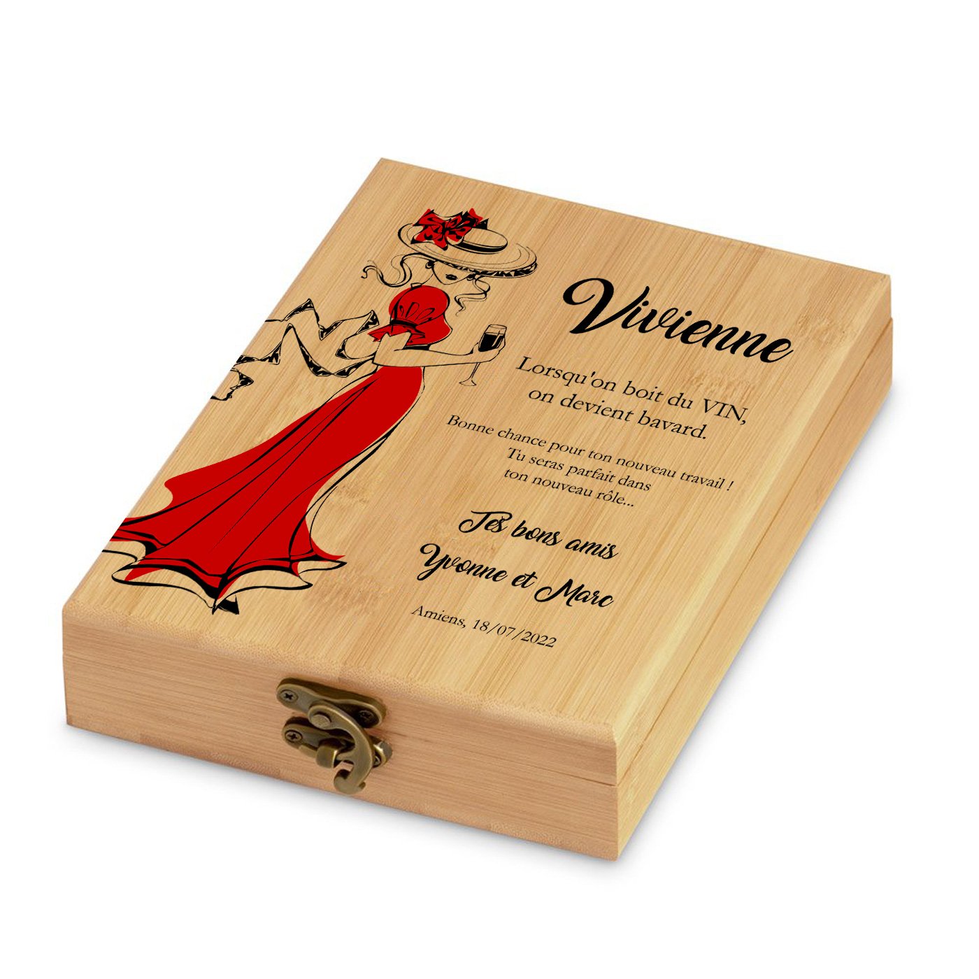 Murrano Personalized Bamboo Wine Accessory Set