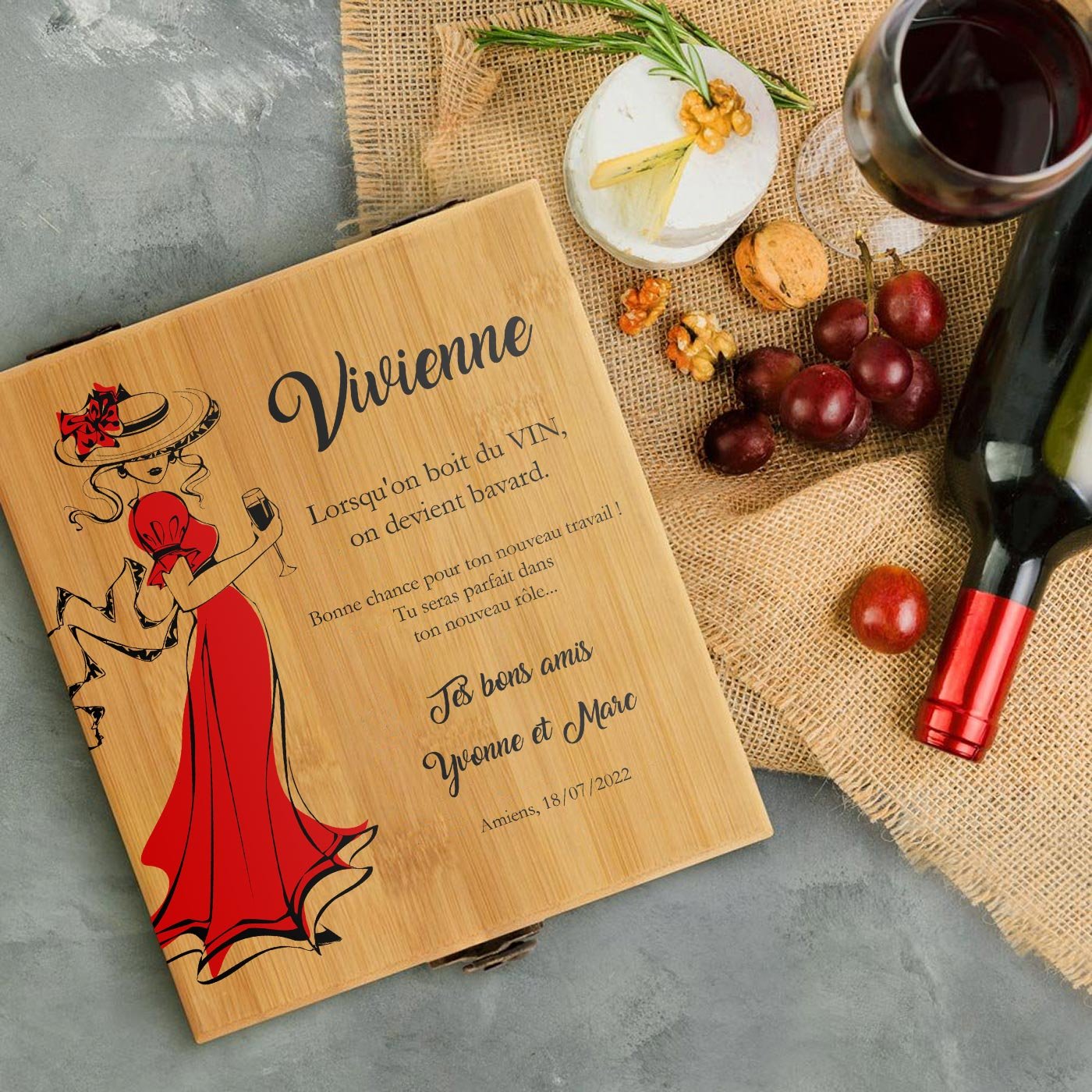 Murrano Personalized Bamboo Wine Accessory Set