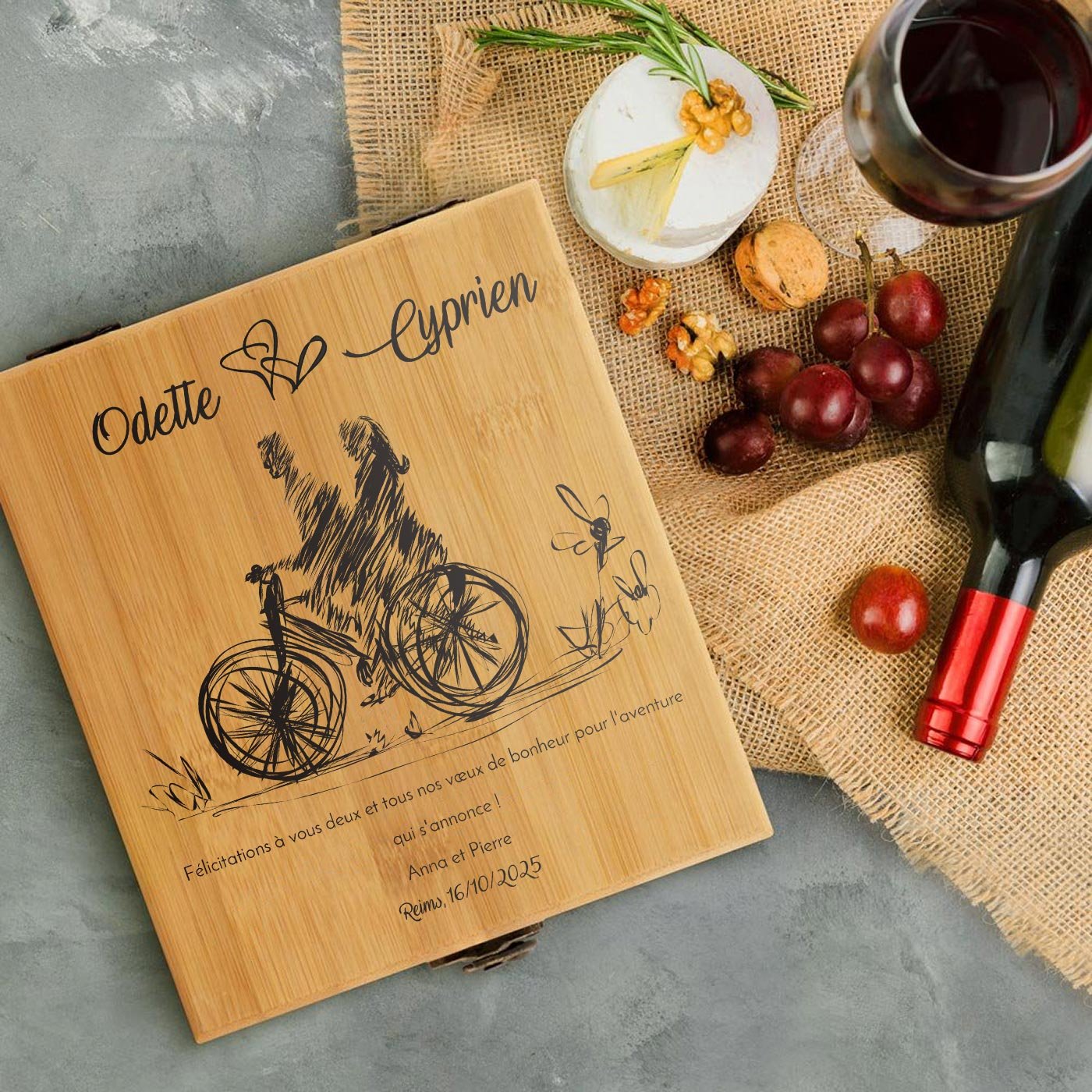 Murrano Bamboo Wine Accessory Set with Personalized Box